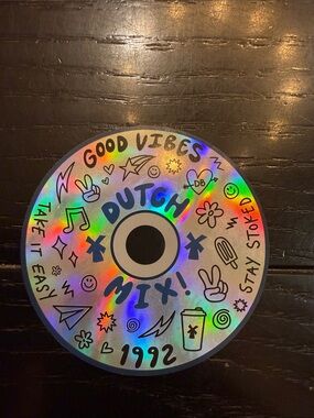 Dutch Bros Holographic Rainbow Disc Sticker - Good Vibes Design